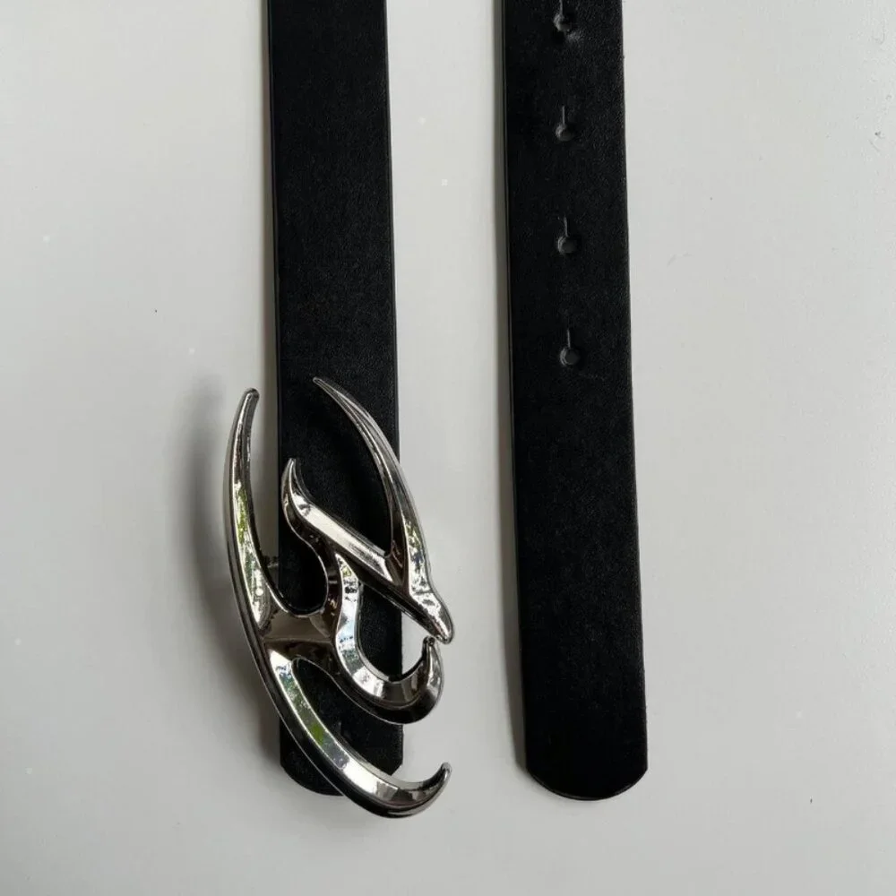 y2k 2000s chrome star futuristic emblem black and silver grunge emo belt - Picture 6 of 8